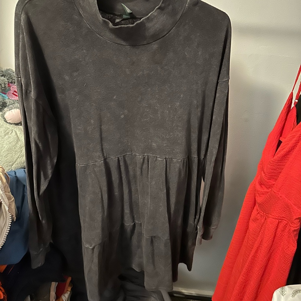 Women's Gray Long Sleeve Dress